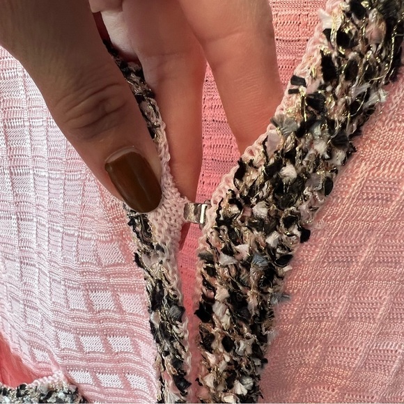 MISOOK Women's Pink Black Trim knit Cardigan Jacket Size M - Picture 7 of 11